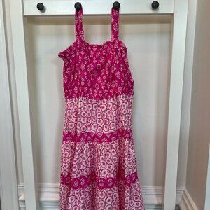 Mayoral Girls’ Tiered Cotton Sundress – UK Brand – Size 10 – Pink & White